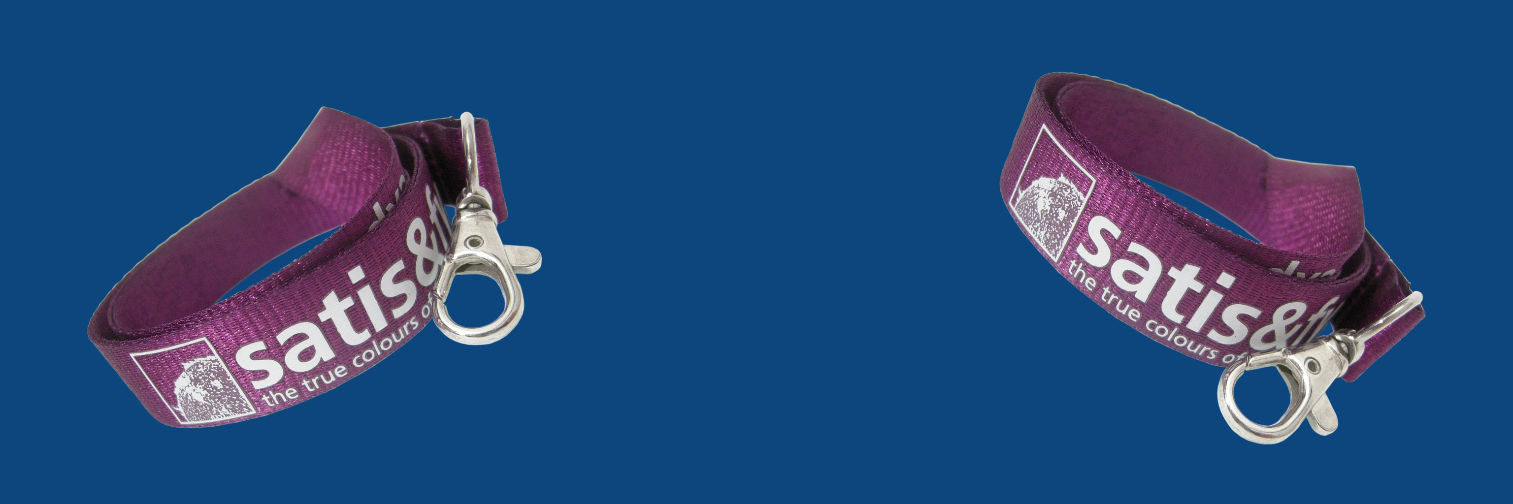 Exempel på ekologiskt nyckelband med tryckt logotyp.