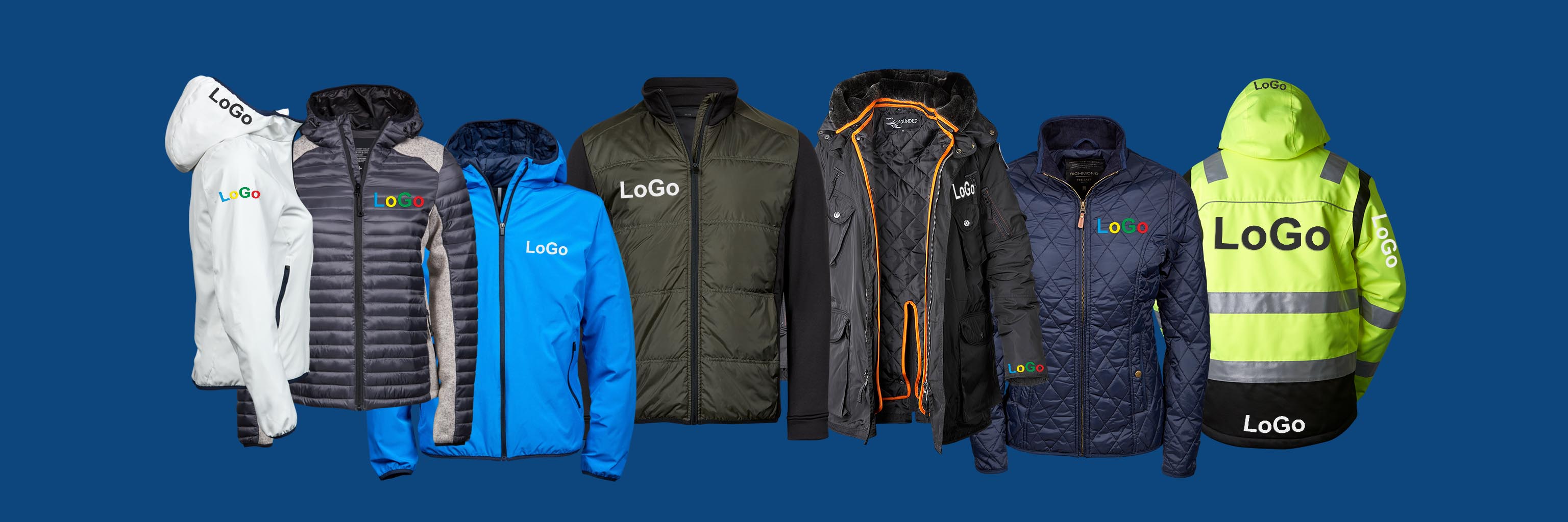 Exempel på profiljackor och placeringar av logotyp.